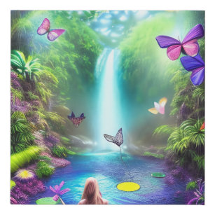 Imitation Canevas Paysage de la Jungle d'Imaginaire avec fées et écl