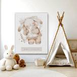 Imitation Canevas Petite pouponnière lapin couché personnalisée<br><div class="desc">Un joli petit lapin lapin dormant peint à l'aquarelle avec le nom du bébé en dessous et la date de naissance. Un cadeau parfait en pépinière pour garçon ou fille. Impression de toile Faux.</div>