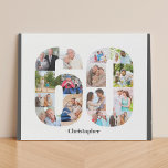 Imitation Canevas Photo Collage Numéro 60 Custom 60th Birthday<br><div class="desc">Créez votre propre cadeau photo personnalisé pour un 60e anniversaire. Ce collage photo soigné est en forme de numéro 60 sur un arrière - plan blanc avec des bordures gris charbon. Le collage peut contenir 15 photos et le modèle est prêt pour vous à ajouter vos photos préférées travaillant dans...</div>