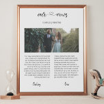 Imitation Canevas photo mariage avec voeux de calligraphie moderne a<br><div class="desc">fully editable wedding poster with a personalized couple Photo and vows,  a modern heart calligraphy font A great wedding souvenir for your wedding or as the parfait venin to a newly married couple !</div>