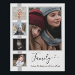 Imitation Canevas Phrase personnalisée de la famille ou nom Collage<br><div class="desc">Jovely Family photo collage modèle texte personnalisé. Quatre petites photos et une grande avec des options de texte personnalisées. Autres couleurs disponibles dans la boutique. Modèle travaille le mieux sur des produits de forme similaire. Grand cadeau de la maison ou tout simplement tout décor de jour.Blanc</div>