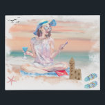 Imitation Canevas *~* Plage de téléphone pour femmes<br><div class="desc">( code de recherche AR29 pour des éléments de conception similaires ) Faux Canvas mur art. Personnaliser Texte - SEA THERAPY Garder, modifier ou supprimer. C'est un tableau aquarelle qui va élever vos esprits. Artsy Modern Beach Sun Baignade de soleil FILLE écouter de la MUSIQUE sur son téléphone portable tout...</div>