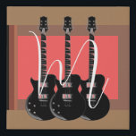 Imitation Canevas Pop Art Electric Guitare Monogramme initial<br><div class="desc">Instruments de musique Dessins graphiques Illustrations</div>