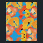 Imitation Canevas Poppies grande fleur art rouge orange<br><div class="desc">Aquarelle design d'art original de pavots rouges et oranges. Fleurs vives et colorées sur arrière - plan bleu.</div>