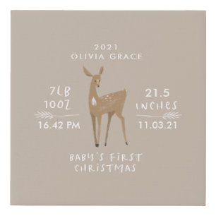 Imitation Canevas Premier Noël 1 photo bébé détails cerf Céramique