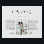 Imitation Canevas Romantique Photo Anniversaire Mariage Vow<br><div class="desc">Calligraphie romantique Photo Mariage Vow Keepsaké Canvas Imprimer</div>