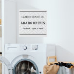 Imitation Canevas Salle de blanchisserie agricole personnalisée<br><div class="desc">Ce joli panneau de laverie moderne ferme dit "Lave service co. ,  Loads of fun,  self-service- ouvert 24 heures". Avec un design simple en faux tuiles,  ce panneau est un peu moderne,  et un peu vintage. Ce panneau fait le ménage parfait ou cadeau wedding shower!</div>