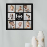 Imitation Canevas Simple and Chic Photo Collage | Love with Heart<br><div class="desc">This chic black print features a photo grid with eight of your personal photos, and trendy modern script typography that says "love". There is also an elegant little heart with a faux rose gold look. A simple, minimalist yet absolutely stylish gift for your mother, spouse, or any family member any...</div>