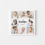 Imitation Canevas Simple et moderne | Collage photo pour grand-père<br><div class="desc">Cette simple impression en noir et blanc comprend une grille photo avec huit photos de votre famille personnelle, et une typographie moderne audacieuse qui dit "grand-père". Il y a aussi un coeur gris neutre et mignon. Une tenue simple et minimaliste pour votre grand-père en Fête des pères ou à tout...</div>
