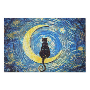Imitation Canevas Starry Night Black Cat - Van Gogh