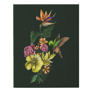 Imitation Canevas Sunbird d'été en Bouquet floral coloré Mur Art