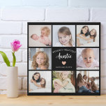 Imitation Canevas Tante moderne Photo personnalisée Collage Coeur ro<br><div class="desc">Ce collage de 8 photos d'imitation de canva moderne présente le message sincère, "La plus grande tante du monde" et un beau coeur rose. Idéal pour un anniversaire ou un cadeau de Noël pour votre tante, il peut être personnalisé avec des photos de vos nièces ou neveux préférés, le transformant...</div>