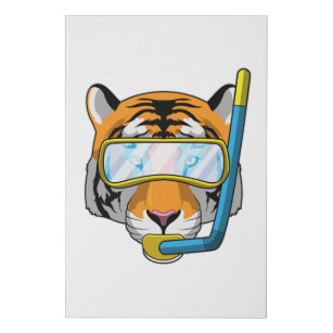 Imitation Canevas Tiger comme plongeur avec tuba