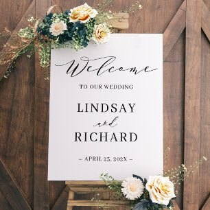 Imitation Canevas Toile d'Affiche de bienvenue Mariage de script sim