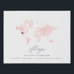 Imitation Canevas Toujours carte du monde mariage ou cadeau annivers<br><div class="desc">Carte du monde de couleur rose vif mariage ou cadeau d'anniversaire. Belle carte du monde peinte à la main rose avec repositionnable coeur capable de montrer l'emplacement mariage ou lune de miel. Un cadeau idéal pour les mariages de lieux.</div>