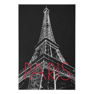 Imitation Canevas Tour Eiffel Noir Blanc Paris Romantique Ville d'Am