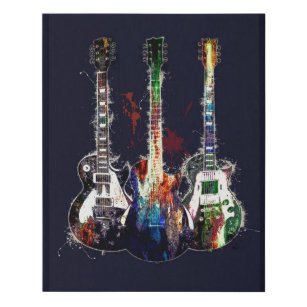 Imitation Canevas Trois guitares colorées