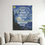 Imitation Canevas Vincent Van Gogh Starry Night Citation personnalis<br><div class="desc">Personnalisez cette impression de toile avec une typographie minimaliste moderne et l'arrière - plan de peinture de nuit Vincent Van Gogh Starry.</div>