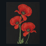 Imitation Canevas Vintage Red Poppies Botanique Imprimer<br><div class="desc">Des pavots rouges vibrants adaptés à partir d'une illustration botanique vintage font une déclaration colorée sur vos murs.</div>