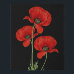 Imitation Canevas Vintage Red Poppies Botanique Imprimer<br><div class="desc">Des pavots rouges vibrants adaptés à partir d'une illustration botanique vintage font une déclaration colorée sur vos murs.</div>