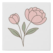 Wonky Zoo Peonies Faux Wrapped Canvas Imprimer