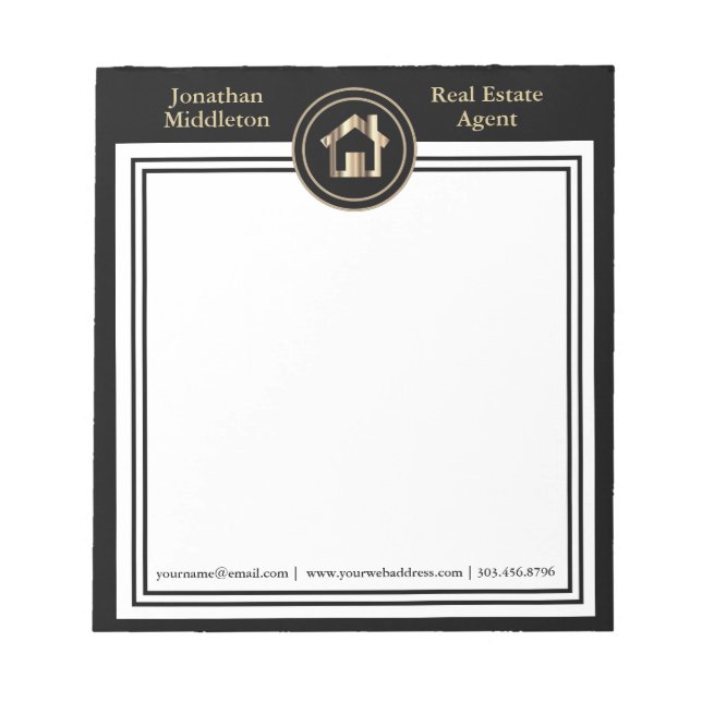 Immobilier - Bloc-notes noir et or (Devant)