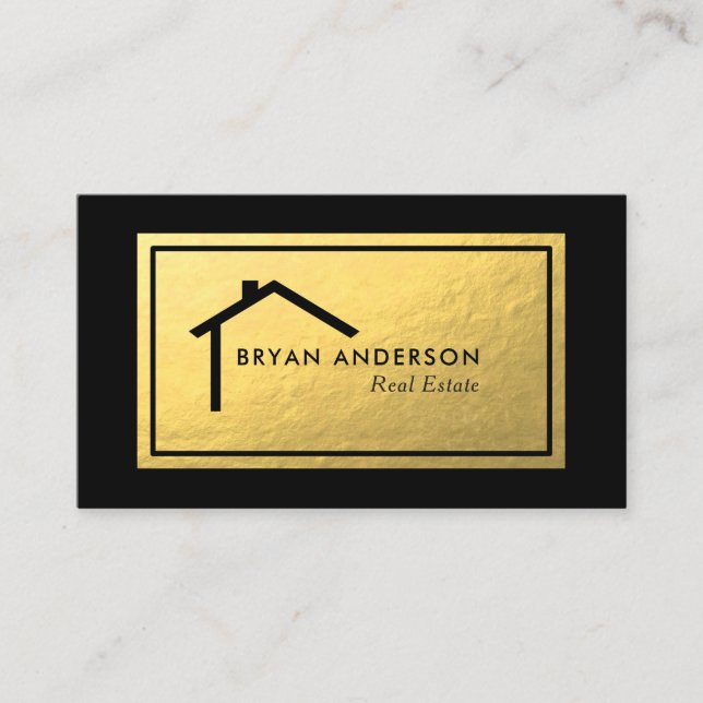 Immobilier Faux Gold Foil Carte de visite (Devant)