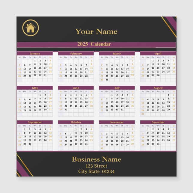 Immobilier Purple Black Gold Calendrier des affair (Devant)