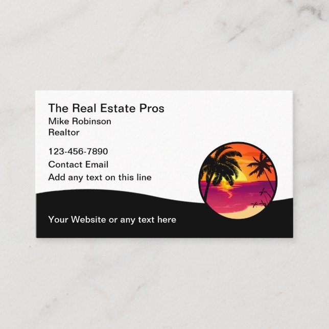 Immobilier Tropical Palm Tree Cartes de visite (Devant)