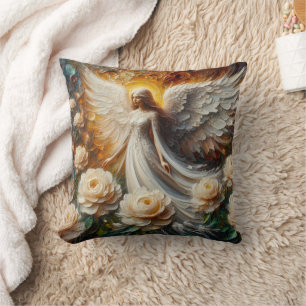 Impasto Faux Relief Angel Art Jeter Oreiller