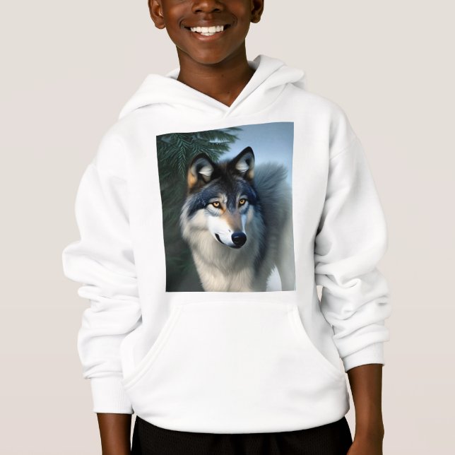 Imperturbable Loup Arctique, Sweat à Capuche Enfan (Devant)