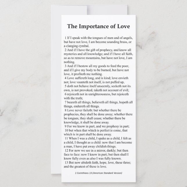 Importance de la carte de prière d'amour (Devant)