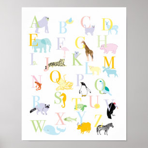 Impression ABC Animaux Pastel
