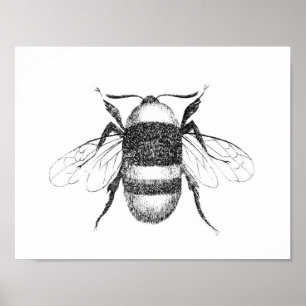 Impression abeille vintage