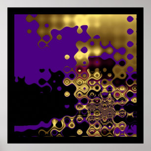 Impression Abstrait Or Fondu sur Violet & Noir