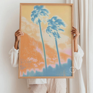Impression abstraite d'été rétro de palmier tropic