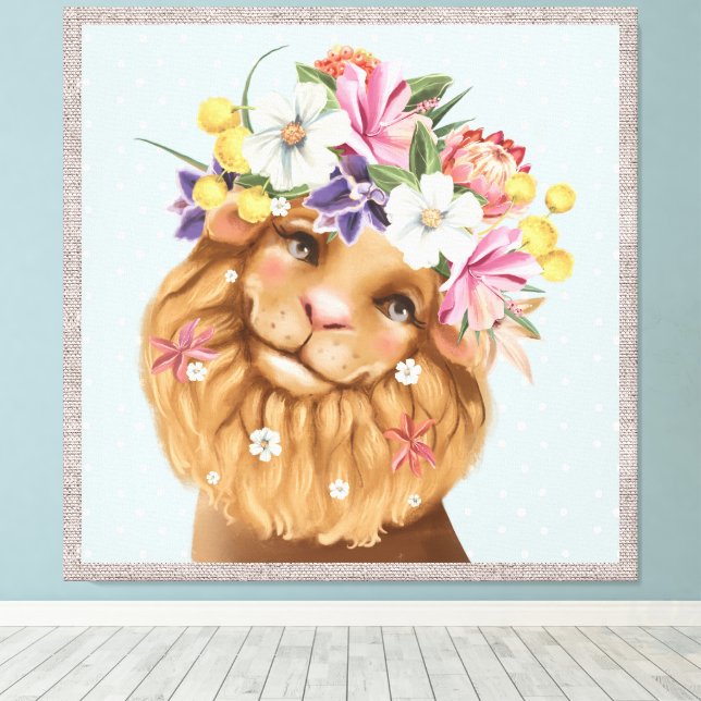 Impression acrylique de lion de jungle mignon (Insitu (Plancher de Bois))