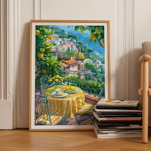 Impression Amalfi Illustration Côte d'Amalfi Affic