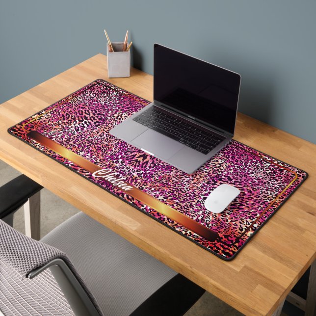 Impression Animal Léopard Rose Moderne Camouflage  (Bureau 2)