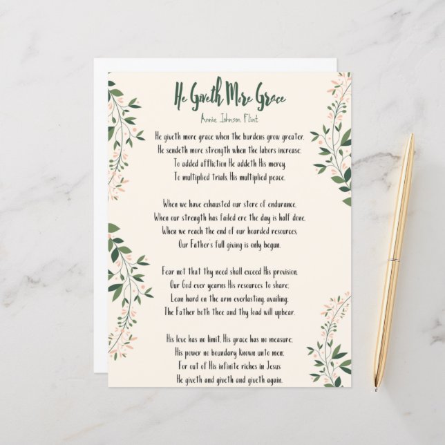 Impression - Annie Johnson Flint 'Il donne plus de (Devant/Arrière en situation)