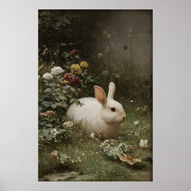 Impression antique de lapin, Ferme de lapins, Vint (Devant)
