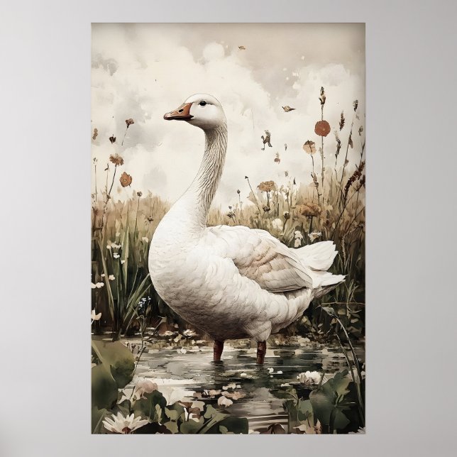 Impression Antique d'Oie, Peinture Numérique de Pr (Devant)