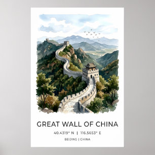 Impression aquarelle de la Grande Muraille de Chin