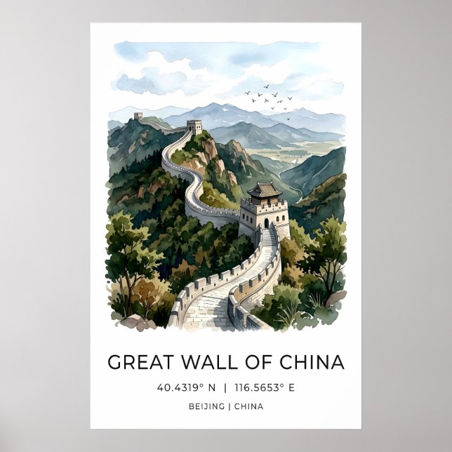 Impression aquarelle de la Grande Muraille de Chin (Devant)