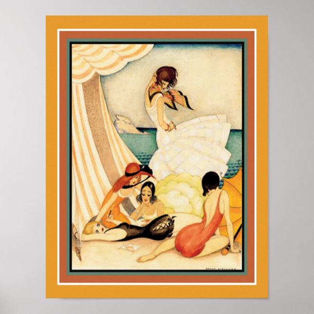 Impression Art déco des années 1920 "Five Women At (Devant)