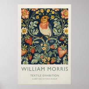 Impression Art Nouveau Oiseau et Fraises - William
