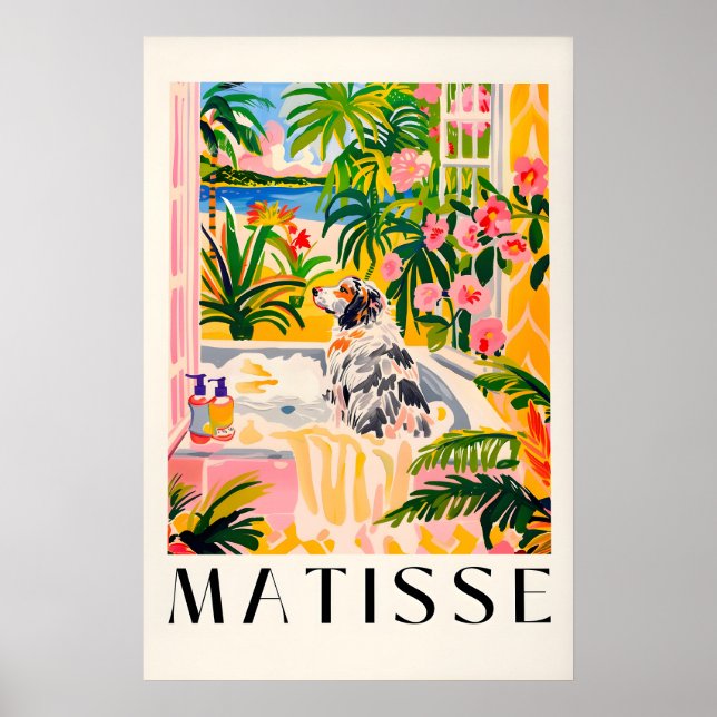 Impression artistique de bain de Berger Australien (Devant)