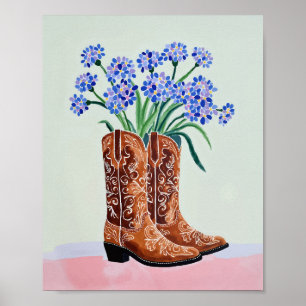 Impression artistique de bottes de cowboy Bluebonn