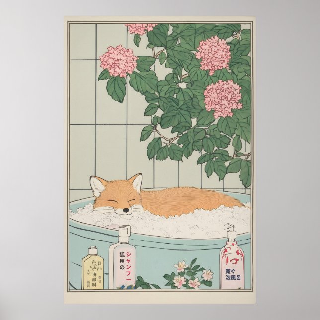 Impression artistique d'un renard dans une baignoi (Devant)