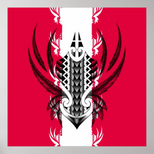 Impression artistique maori avec tatouages